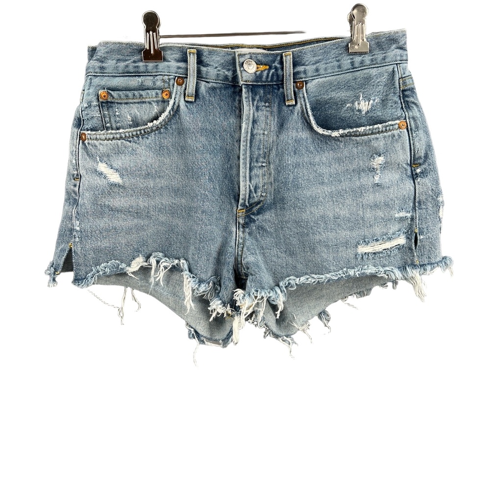 AGOLDE Parker Cut Off Denim Shorts Distressed Frayed High-Rise Button‎ Fly Sz 26